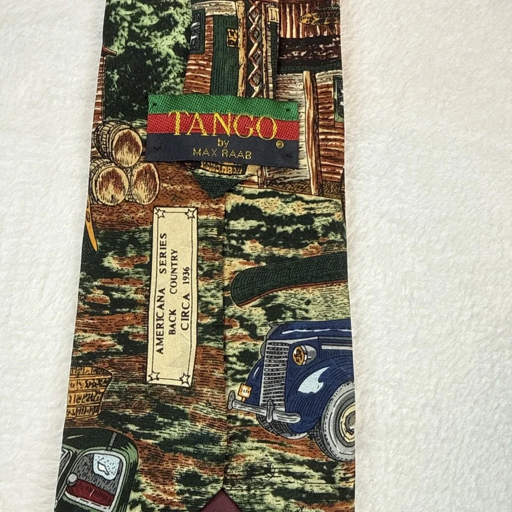Silk Tie Tango By Max Raab Americana Series Back Country circa 1936 trucks dogs